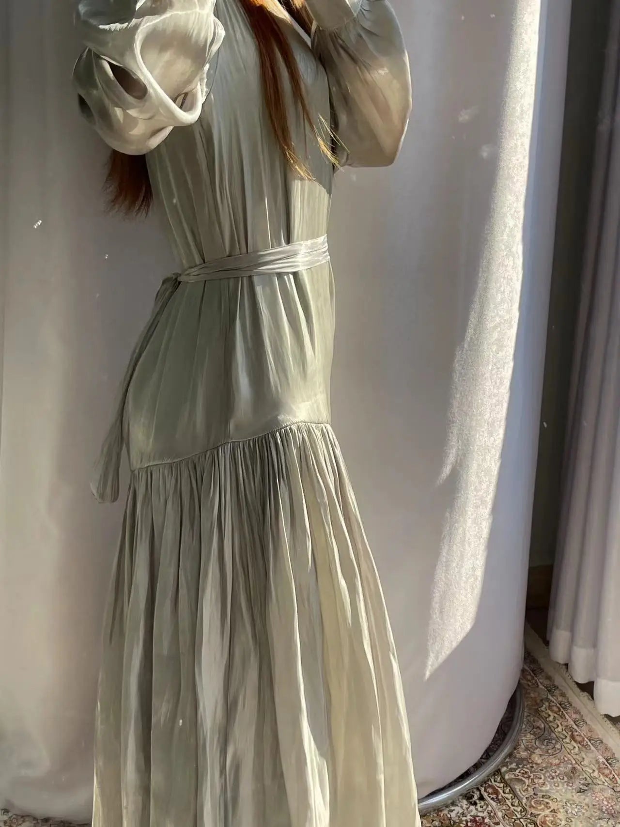 eid ramadan muslim women's elegant pleated a-line dress abaya kaftan robe for celebrations, perfect for spring summer events, comfortable and stylish design