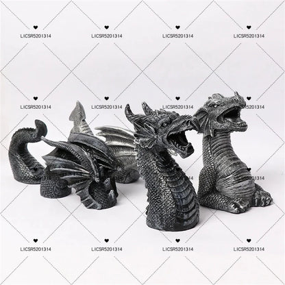 B0983D93Y8 Dragon Sculptures Resin Giant Lawn Sculpture Gothic Fantasy Dragon Figures Art Garden Patio Lawn Statues Furnishings Decoration