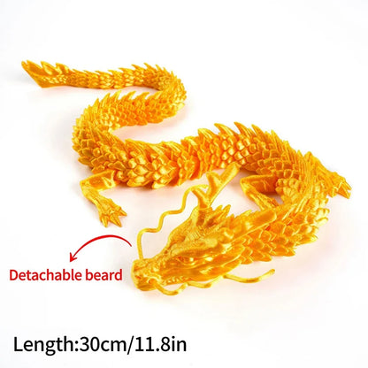 3D Printed Luminous Chinese Loong Flexible Dragon Figurine Home Decoration Gifts