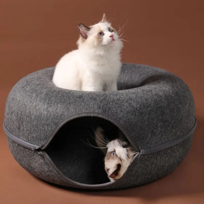 10.46 dark grey B0CX44S5QG Donut Cat Bed Interactive Tunnel Pet Felt Indoor Toys Cats House Kitten Training Toy Cat Kennel Pets Supplies