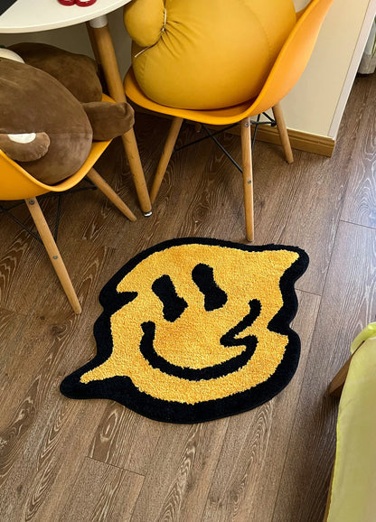 Yellow Tensile Trippy Smiling Tufting Rug Soft Fluffy Kitchen Toilet Mat Non-Slip Absorbent Funny Custom Bath Doormat for Home Décor