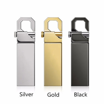 Metal USB Flash Drive 32GB to 512GB, Silver/Gold Memory Stick, USB 2.0 U Disk, Secure and Durable Storage Solution for PCs, Laptops, and Data Transfer