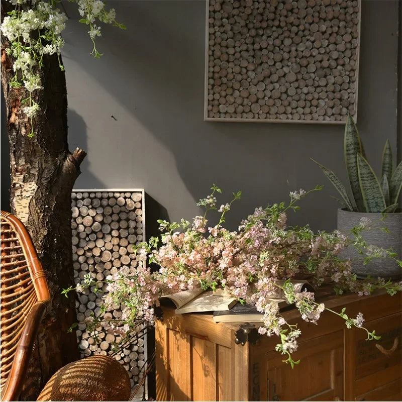 artistic white artificial flower branch 100cm | silk texture | home & event decor | ideal for weddings, anniversaries & indoor decoration