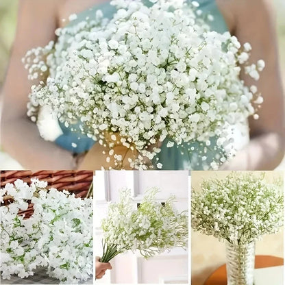 Artificial Baby's Breath Flowers 50pcs Real Touch Gypsophila Bouquet for Wedding Decoration, Home Decor, Bridal Shower, Party Celebrations, Indoor Faux Floral Accents