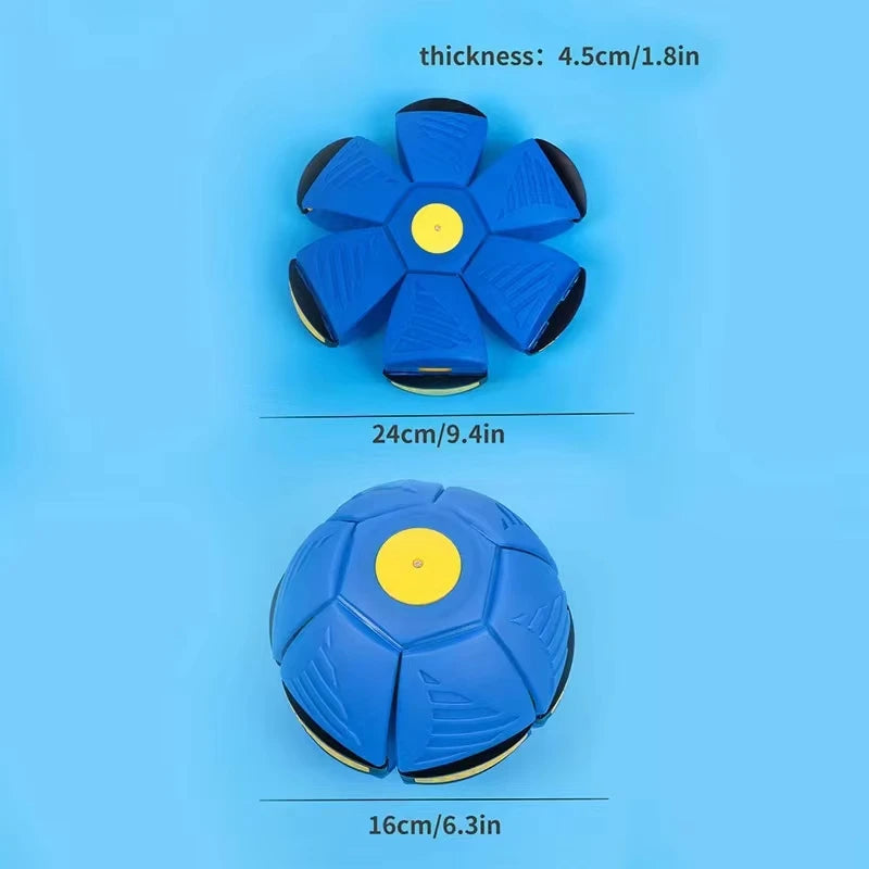 transforming flying saucer stomp ball toy for kids & pets, indoor outdoor fun, stress relief, durable plastic puzzle disc, bright colours, easy to carry and assemble