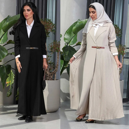 Abaya Dubai Luxury Elegant Arabian Kaftan Coat Black White Cardigan for Women - Stylish Modest Wear for Formal & Casual Occasions in High-Quality Ice Silk