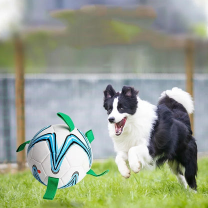 Durable Leather Dog Soccer Ball Toy | Interactive Tug, Fetch & Water Play | Exercise & Training Chew Ball for Small to Large Dogs | Indoor & Outdoor Activity Fun