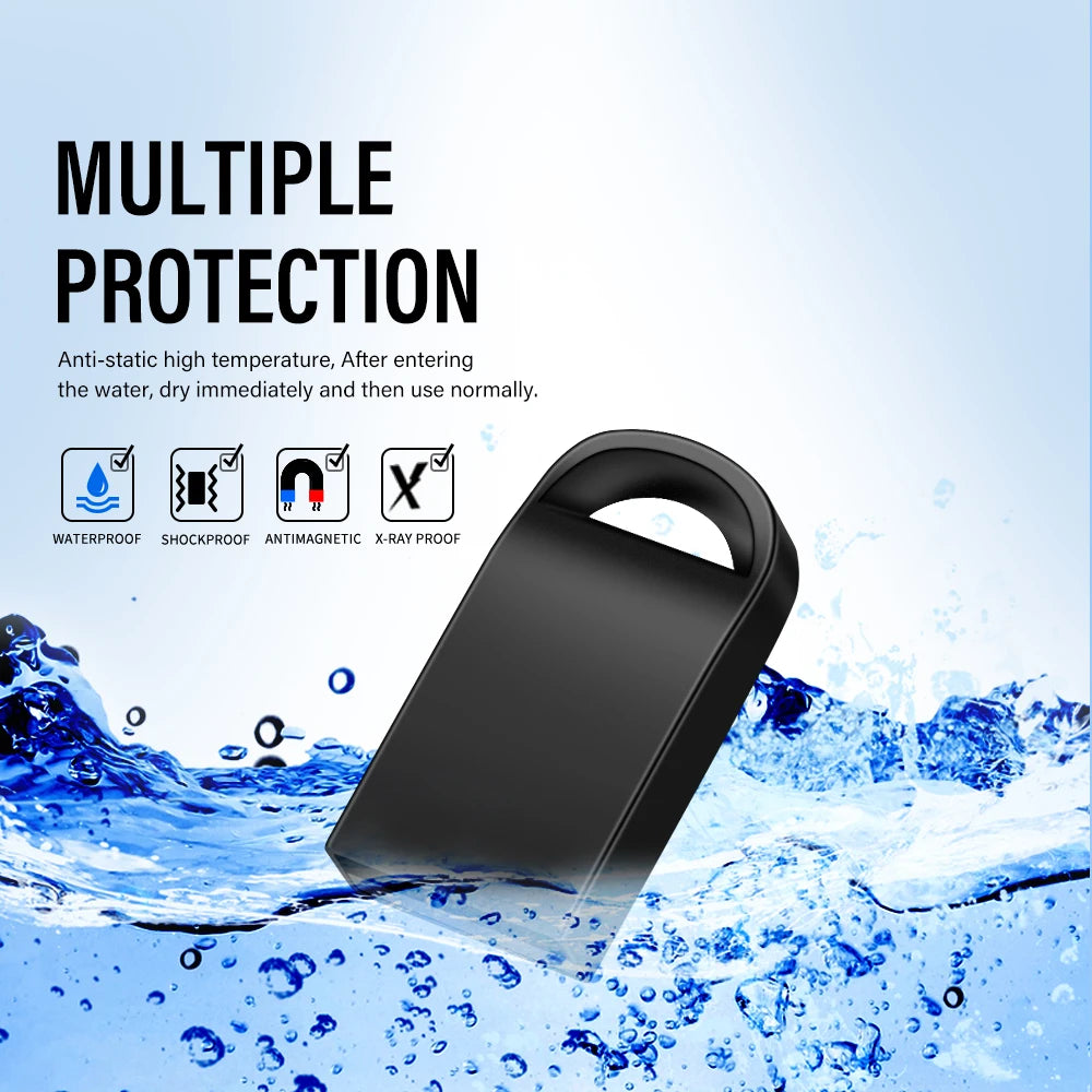 mini metal usb flash drive 64gb 32gb waterproof high-speed stick for business, photography, and wedding gifts - usb 2.0 u disk in black and silver