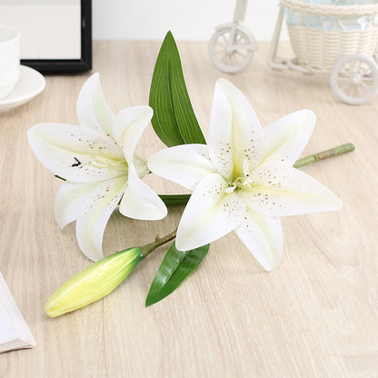 3D Printed White Lily Artificial Flower Branches for Weddings, Home & Garden Decoration - Ideal for Anniversaries, Birthdays, Indoor Use, Plastic Material