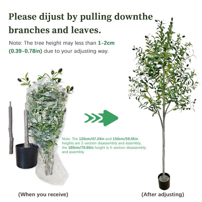 Artificial Olive Tree with Pot, 4-6 FT Tall Fake Plant, Realistic Fruit, Indoor Outdoor Decoration for Home Office, Halloween Christmas Décor, Floor Standing