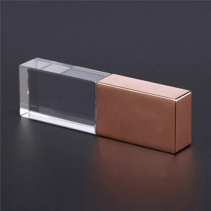 64 gb Crystal USB Flash Drive 64GB Blue LED Pen Drive Silver Gloden Memory Stick Creative Gift U Disk Green LED Pendrive