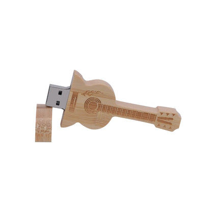 Guitar-Shaped Wooden USB Flash Drive 4GB-128GB | Creative Memory Stick for Gifts, Weddings, Photography, Business | USB 2.0 Pendrive