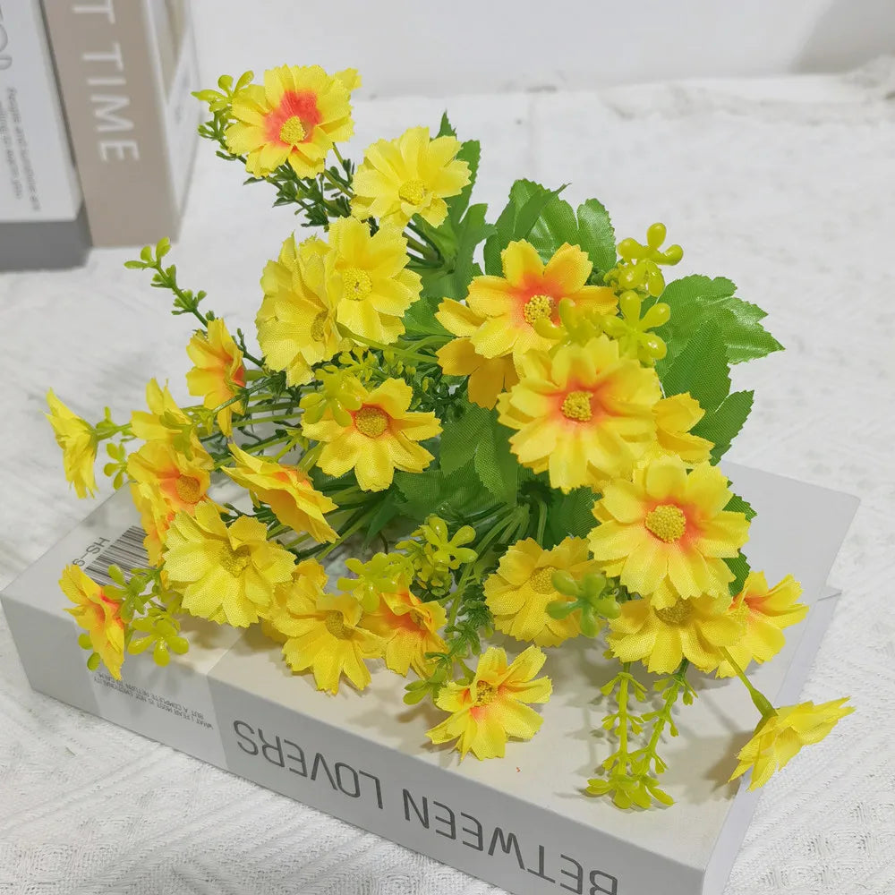 artificial flowers bundle, uv resistant, outdoor indoor decoration, fake greenery for home, garden, office, kitchen, wedding, plastic rose flower branch, versatile decor