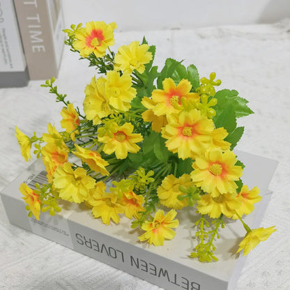 Artificial Flowers Bundle, UV Resistant, Outdoor Indoor Decoration, Fake Greenery for Home, Garden, Office, Kitchen, Wedding, Plastic Rose Flower Branch, Versatile Decor