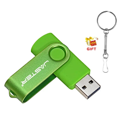 128GB Waterproof USB Flash Drive with Free Key Chain, 64GB Rotatable Memory Stick, Portable and Shatterproof USB 2.0 Thumb Drive for Laptop and Business Gifts