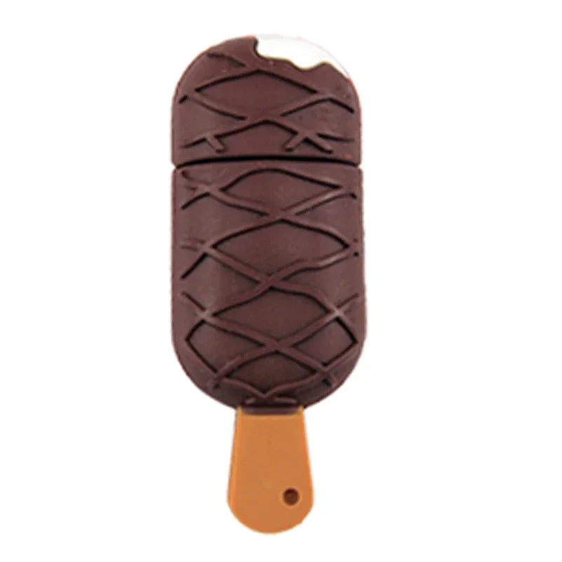 whimsical cartoon ice cream usb flash drive 128gb/64gb/32gb in chocolate design, perfect for kids’ gifts, photography, business or wedding, portable silicone memory stick