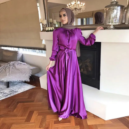 Muslim Women Abaya Woman Dubai Luxury Turkey Dresses Arabic Evening Robe Long Satin Musulmane for Women - Elegant Traditional Style for All Seasons