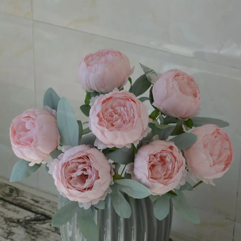 silk artificial peony bouquet, 7-head flower branch, 45 cm, pink blue red white, home decor, wedding & anniversary decoration, indoor use, party & office display