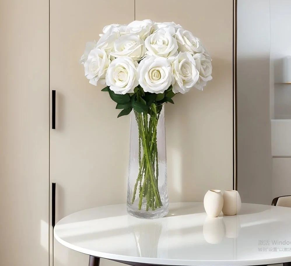 artificial velvet rose flowers bouquet - realistic faux red roses for weddings, home decoration, indoor decor, anniversary, birthday, party, bridal shower