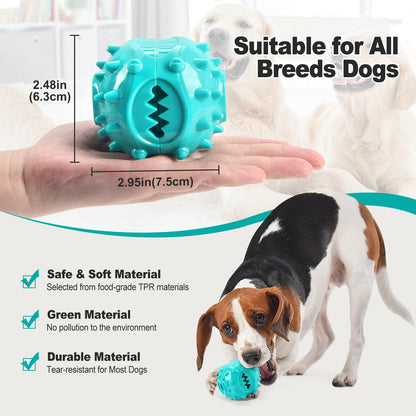 Durable Rubber Dog Chew Toy for Teeth Cleaning and Anti-Bite Training, Interactive Slow Feeder and Food Dispenser, Pet Play Ball for Small to Medium Dogs