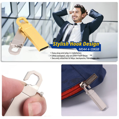 Waterproof Metal USB 2.0 Flash Drive 128GB Portable Memory Stick 64GB 100% Real Capacity Pen Drive 32GB High Speed U Disk 16GB Shatterproof USB Memory Stick