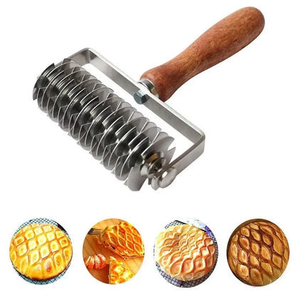 B09H1WSHLJ Kitchen Stainless Steel Lattice Cutter Roller Pastry Bread Pizza Wheel Pie Dough  DIY Bakeware Cooking Tools