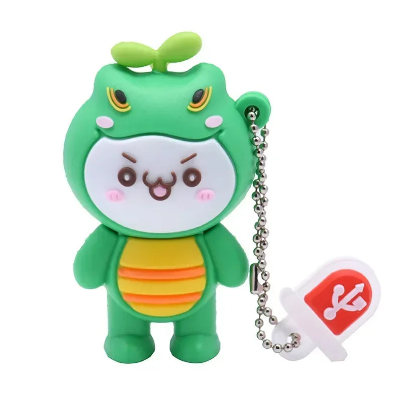 usb flash drive 128gb cute rabbit shape, cartoon memory stick 64gb, silicone waterproof usb 2.0, children's gift with key chain, available in multiple colours