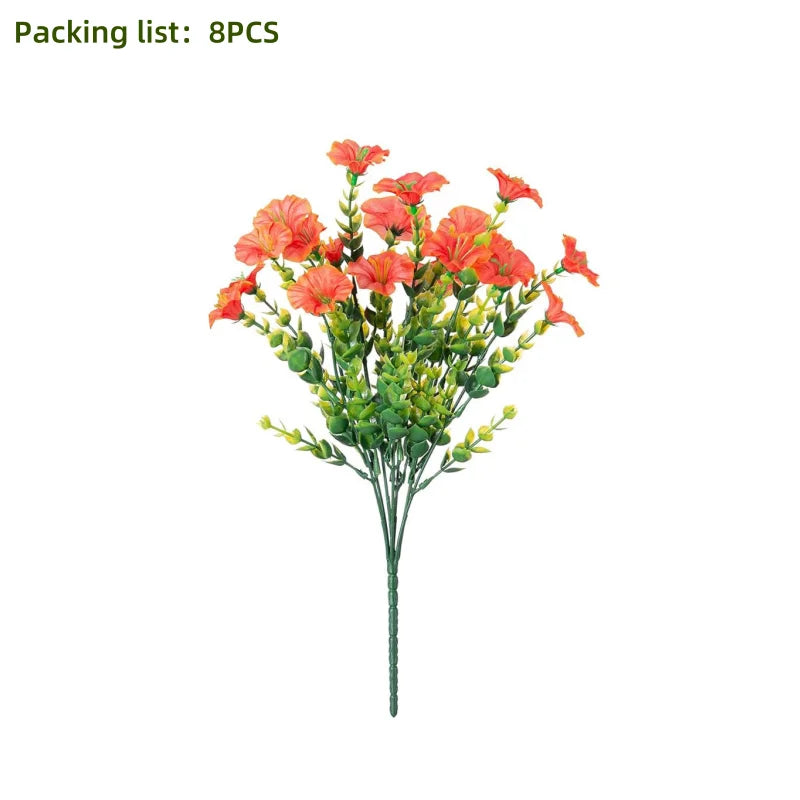 artificial flower branches set of 8, uv resistant, plastic, ideal for indoor, outdoor, home decor, parties, events, anniversaries, birthdays, weddings, graduations