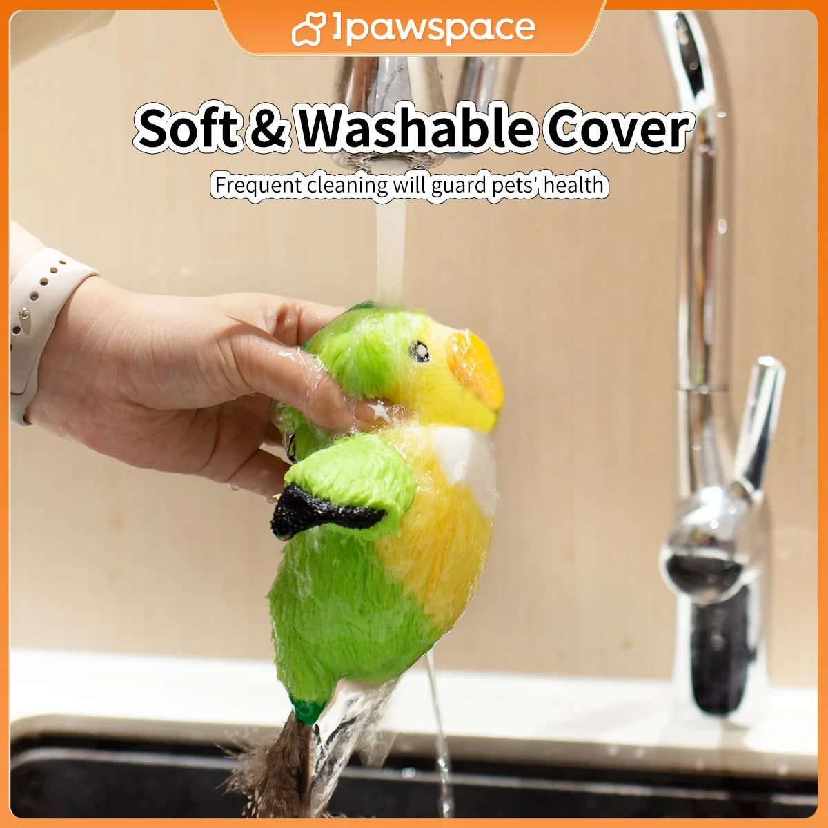 interactive cat toy with rechargeable battery, feather and chirping features, touch activated, durable play, engaging for kittens and adults, pet entertainment accessory