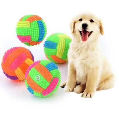 Glowing Bouncy Ball for Dogs and Kids, Luminous Light-Up Toy with Whistle, Durable Chewable Rubber, Indoor Outdoor Play, Interactive Pet Toy, Battery Operated