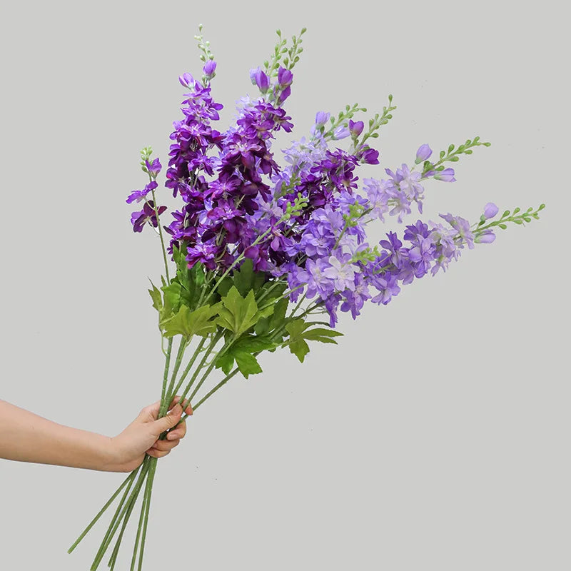 artificial flowers blue delphinium long stem larkspur for wedding centrepieces arrangements, silk flower branch for vase, home decor, party decorations