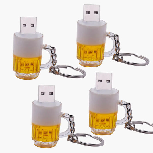 Whimsical Beer Mug USB Flash Drive 128GB | Creative Memory Stick Gift | Portable USB 2.0 Storage for Photos & Files | Fun Keychain Accessory