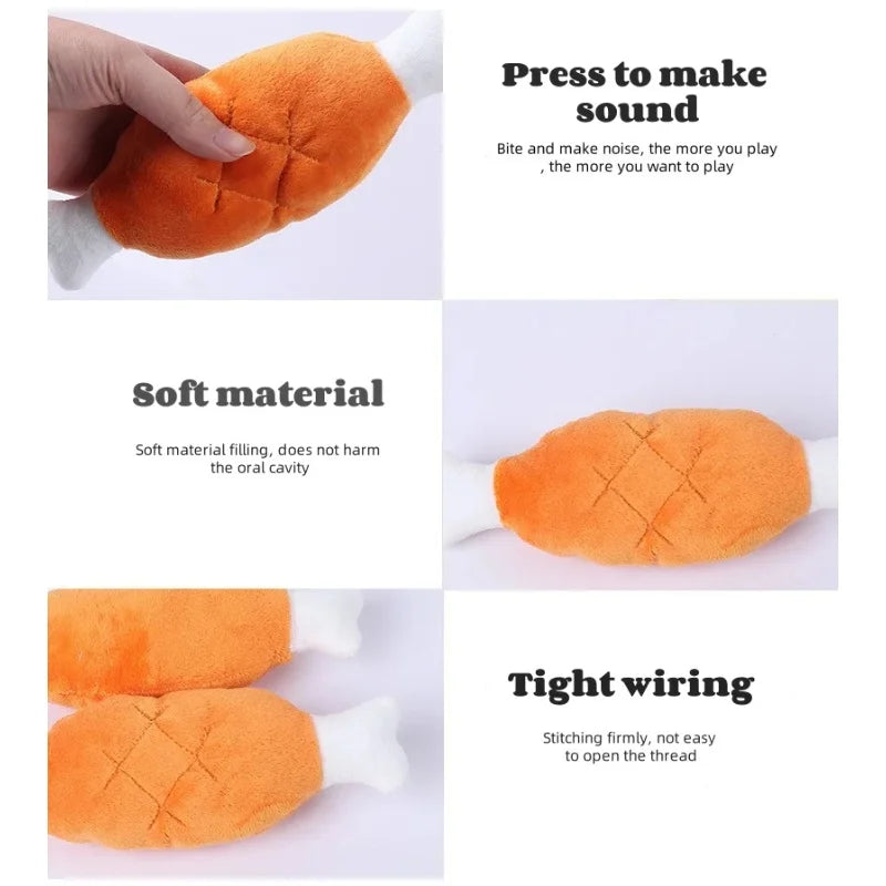 chicken leg shaped dog plush toy, squeaky fleece chew, interactive puzzle plaything for small puppies, ideal for fetch, tug, and travel, engaging pet gift