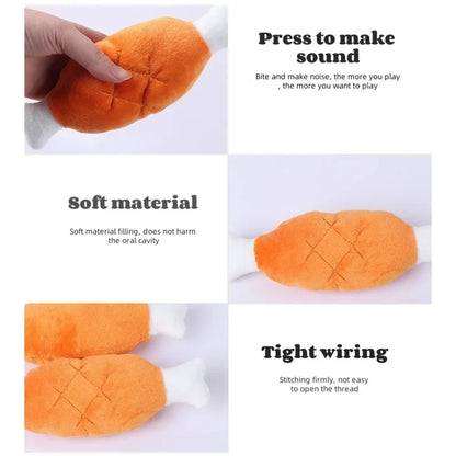 Chicken Leg Shaped Dog Plush Toy, Squeaky Fleece Chew, Interactive Puzzle Plaything for Small Puppies, Ideal for Fetch, Tug, and Travel, Engaging Pet Gift