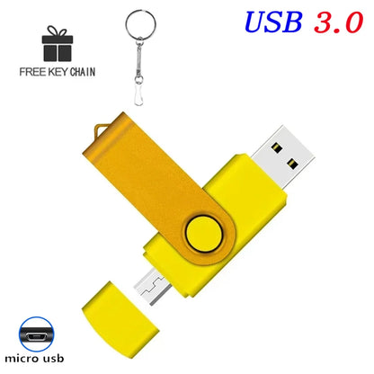 2 IN 1 OTG Pen Drive 128GB High Speed USB 3.0 Flash Drive 64GB Rotatable Memory Stick for Easy Data Storage and Transfer Key Chain USB Stick 16GB Mini U Disk
