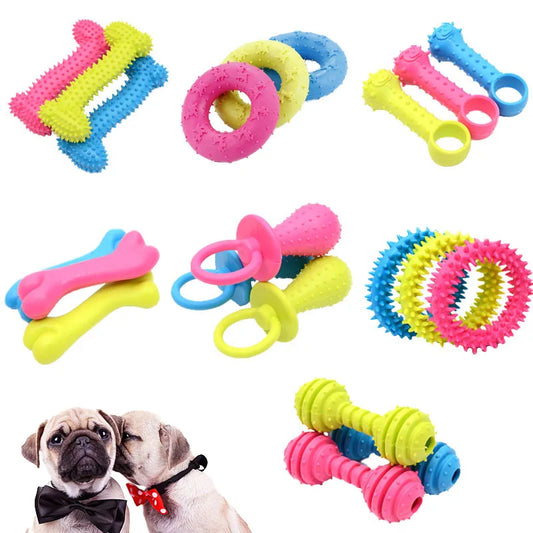 Rubber Pacifier Ring Chew Toy for Small Dogs | Durable Bite-Resistant | Promotes Dental Health | Puppy Training Aid | Random Colourful Selection