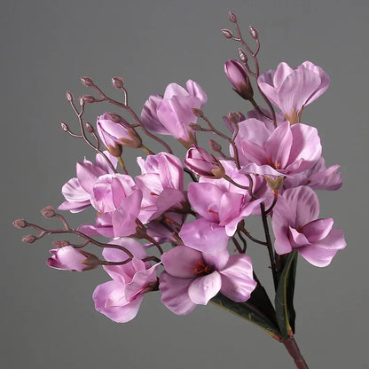 Artificial Magnolia Flower Bouquet, 5 Branches 20 Blooms, Realistic Non-Woven Fabric, Home Decor, Wedding Centerpiece, Bridal Shower, Indoor Decoration, Low Maintenance