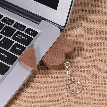 Personalised Wooden USB Stick 64GB | Heart-Shaped Wedding Photography Gift | Memory Storage for Computers, TVs & Cars | Unique Keepsake in Maple or Walnut Wood Box