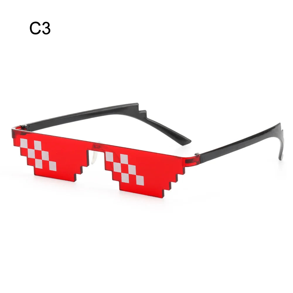 new mosaic sunglasses trick toy thug life glasses cool jokes pixel black rimless shades for adults and kids retro gamer style fun eyewear
