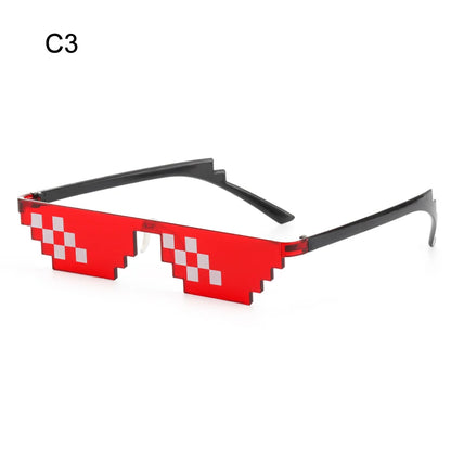 NEW Mosaic Sunglasses Trick Toy Thug Life Glasses Cool Jokes Pixel Black Rimless Shades for Adults and Kids Retro Gamer Style Fun Eyewear