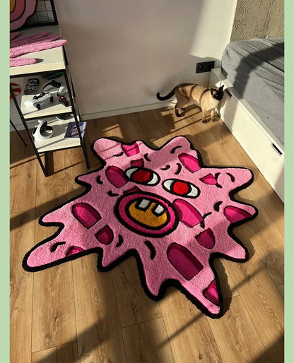 Simple Study Room Cloakroom Plush Non-slip Rugs Irregular Pink Bedroom Bedside Soft Carpet Creative Living Room Decoration Rug for Cozy Home Décor