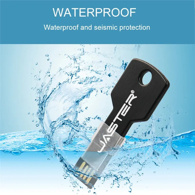 usb 2.0 key shape flash drive, waterproof metal pen drive, 4gb-64gb memory stick, portable data storage for business and personal use
