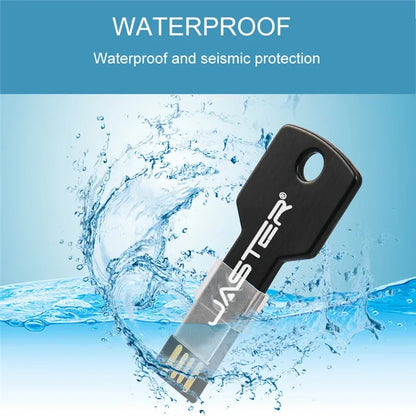 USB 2.0 Key Shape Flash Drive, Waterproof Metal Pen Drive, 4GB-64GB Memory Stick, Portable Data Storage for Business and Personal Use