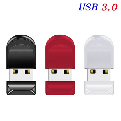 Mini USB 3.0 Flash Drive 64GB with Free Chain, Shatterproof Waterproof Memory Stick for PC, Laptop, Car, TV - Creative Gift in Black, Red, White