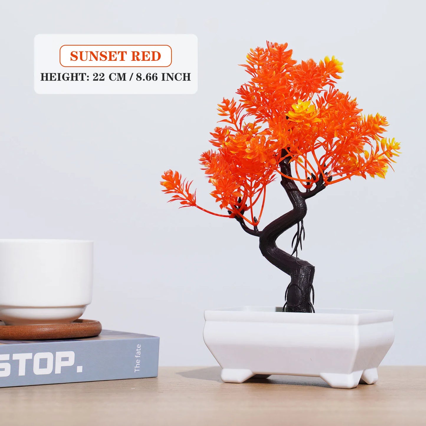 miniature artificial bonsai tree ornament - lifelike desktop pot plant for home, office or garden decor - low maintenance accent for indoor or outdoor use