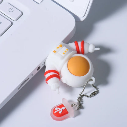 USB Flash Drive 16GB-128GB Astronaut Design, Creative Silicone Memory Stick, Cool Gift Pen Drive with Free Key Chain, USB 2.0, Portable Storage for PC & Laptop