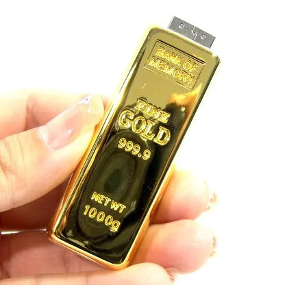 Gold Bar USB Flash Drive, Metal Pen Drive 4GB to 128GB, USB 2.0 Memory Stick for Gift, Photography, Business, Wedding Storage Solutions