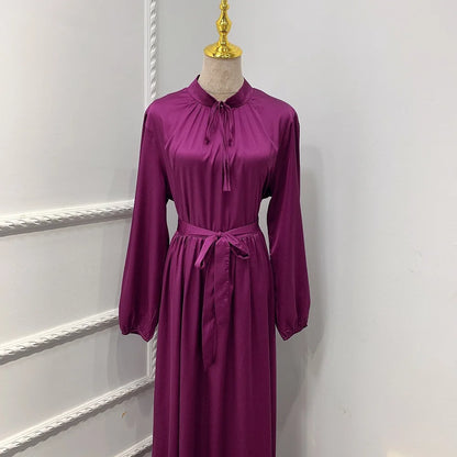 Muslim Women Abaya Dubai Luxury Dresses Long Robe Satin Evening Dress Arabic Style for Women in Various Colors - Perfect for All Seasons and Occasions