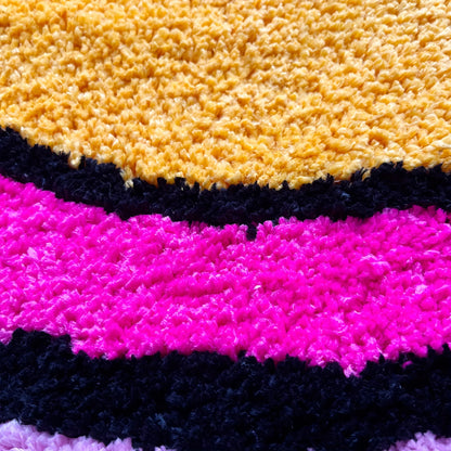 B0C4XHNTTN Cherry Bomb Pink Handmade Tufted Rug | Kawaii Room Decor | Small Bedroom Rug | Cartoon Circle Punch Needle Carpet