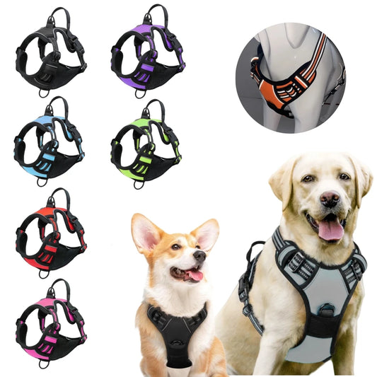 No Pull Dog Harness for Large Dogs Heavy Duty Reflective Easy Control Handle
